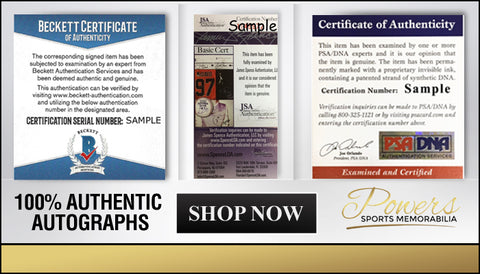 Powers Sports Memorabilia Certificate of Authenticity