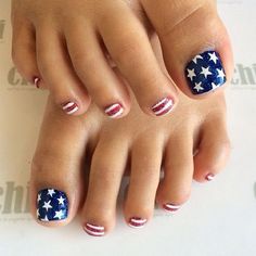 Summer Toe Nail Design-14 July 4th toe nails