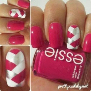 Pink and silver nail designs