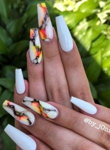 Summer marble nail design