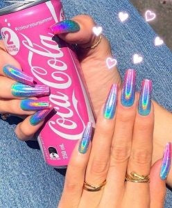 Summer Holographic Acrylic Nail Design
