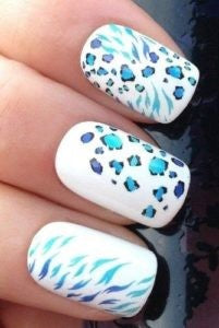 Turquoise Leopard Nail Design