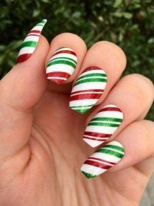 Christmas stripe nail design