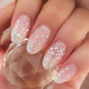 Transparent snowflake nail design