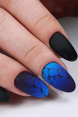 Matte blue ombre nail design