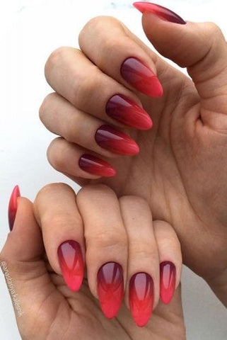 Mirror red ombre nail design