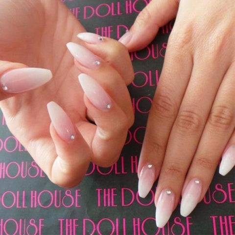 Pink rhinestone ombre nail design