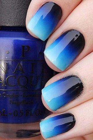 Aqua blue ombre nail design