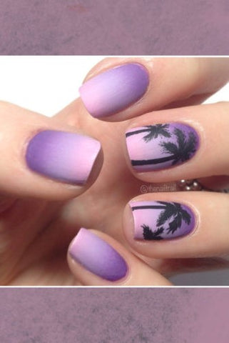 Fashion palm tree ombre nail design