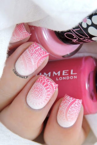 Pink pattern ombre nail design