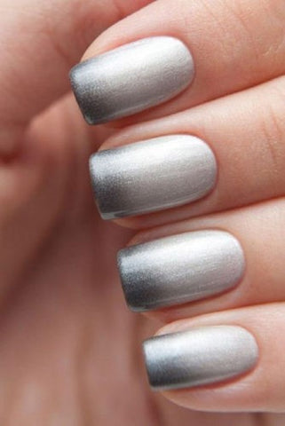 Silver ombre nail design