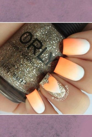  Heart shaped orange ombre nail design