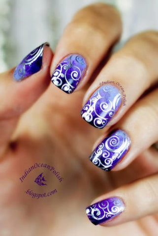 Purple pattern ombre nail design