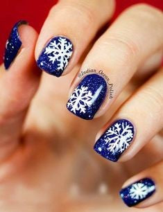 Christmas Nail Art With Snowflakes1
