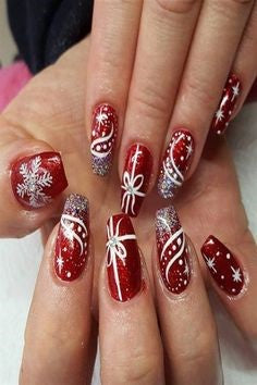 Christmas Nail Art With Snowflakes9