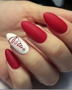 Matte Red Christmas Bell Nails