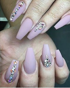 Rhinestone coffin nail designs2