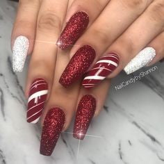 Christmas Burgundy Nail Design