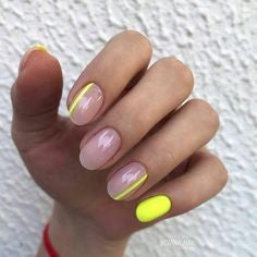 Yellow Nude Nail Design