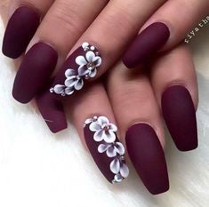 3D Sticker Flower Matte Nail Design