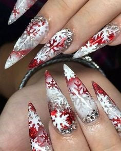 Ombre Snowflake Christmas Nail Design