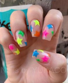 Colorful DIY Star Nail Design