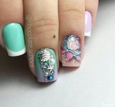 Rhinestone Mermaid Nail Art Design