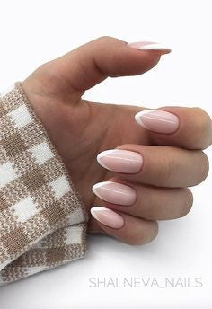 Gel French Pointed Nails