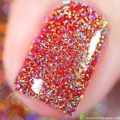 Red Sequins French Nail Design