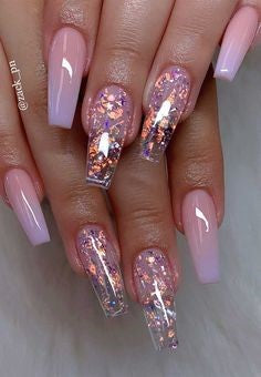 Pink Sequins Glitter Nail Design