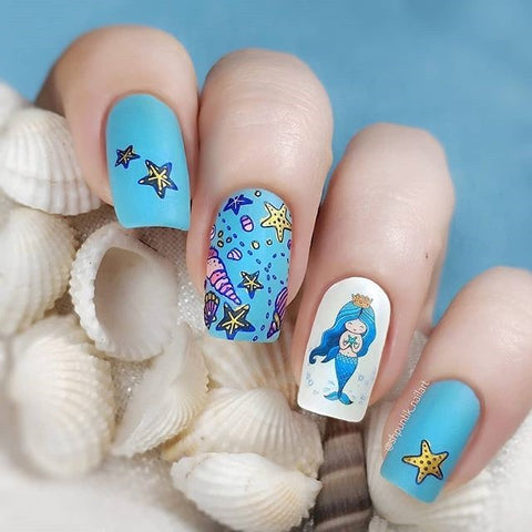 Summer Series Ocean Mermaid Water Decals Transfer Nail Art Stickers BBB004