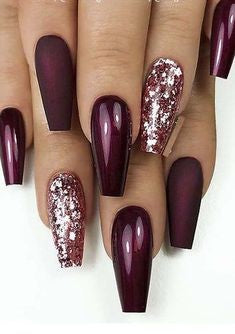 Burgundy Metallic Nail Designs