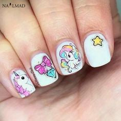 Cute Unicorn Short Nail Idea