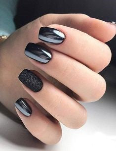 Black Metallic Nail Design