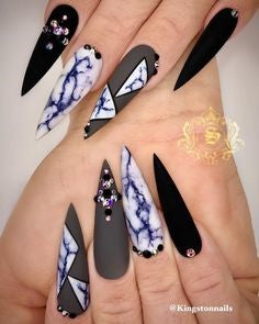 Stiletto Marble Nail Design