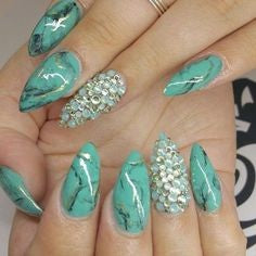 Green Marble Nail Design