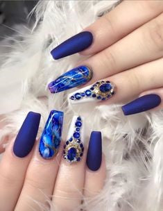 Blue Marble Nail Design