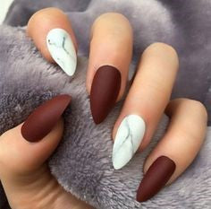 Matte Red Marble Nail Design