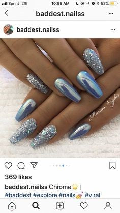 Blue Chrome Nails