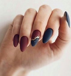 Dark Blue and Red Spring Nail Design