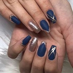 Blue and Gold Nail Designs