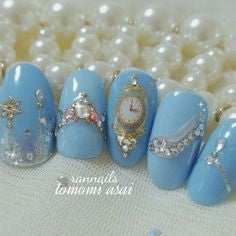 Blue Ornament Princess Nail Design