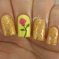 Golden Rose Princess Nail Design