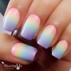 Ombre Rainbow Princess Nail Design