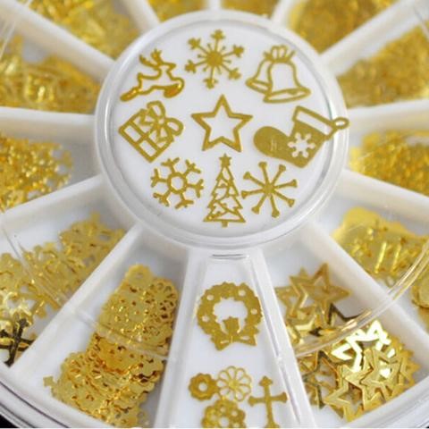 Christmas Nail Slice Snowflake Studs Nail Art Stickers Nail Decoration Wheel