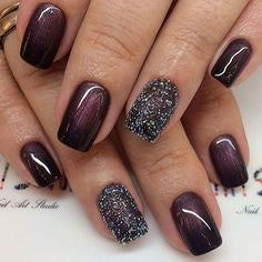 Purple Cat Eye Winter Nail Idea