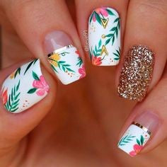 Cool Water Decals Flower Nail Design
