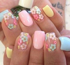 Cute Colorful Flower Nail Design