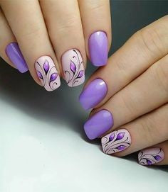 Violet Flower Nail Design