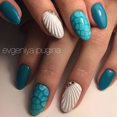 Seashell Oval Nail Art Ideas
